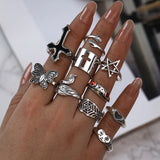 Exaggerated Oil Cross Personality Ring 10 Piece Set – Gift Ideas — 1