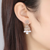Bell Zircon Earrings Golden Earrings – Everyday Gifts — 1