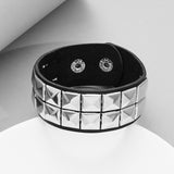 Row Cuspidal Spikes Rivet Stud Wide Cuff Leather – Jewelry Gift Ideas — 3
