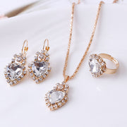 Water drop rhinestone necklace earrings ring set – Jewelry Gift Ideas — 11