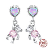 S925 Sterling Silver Zircon Love Bear Stud – Gifts for Couples — 5