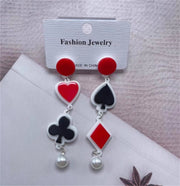 Poker Logo Heart And Diamond Japanese And Korean Earrings – Gift Ideas — 4
