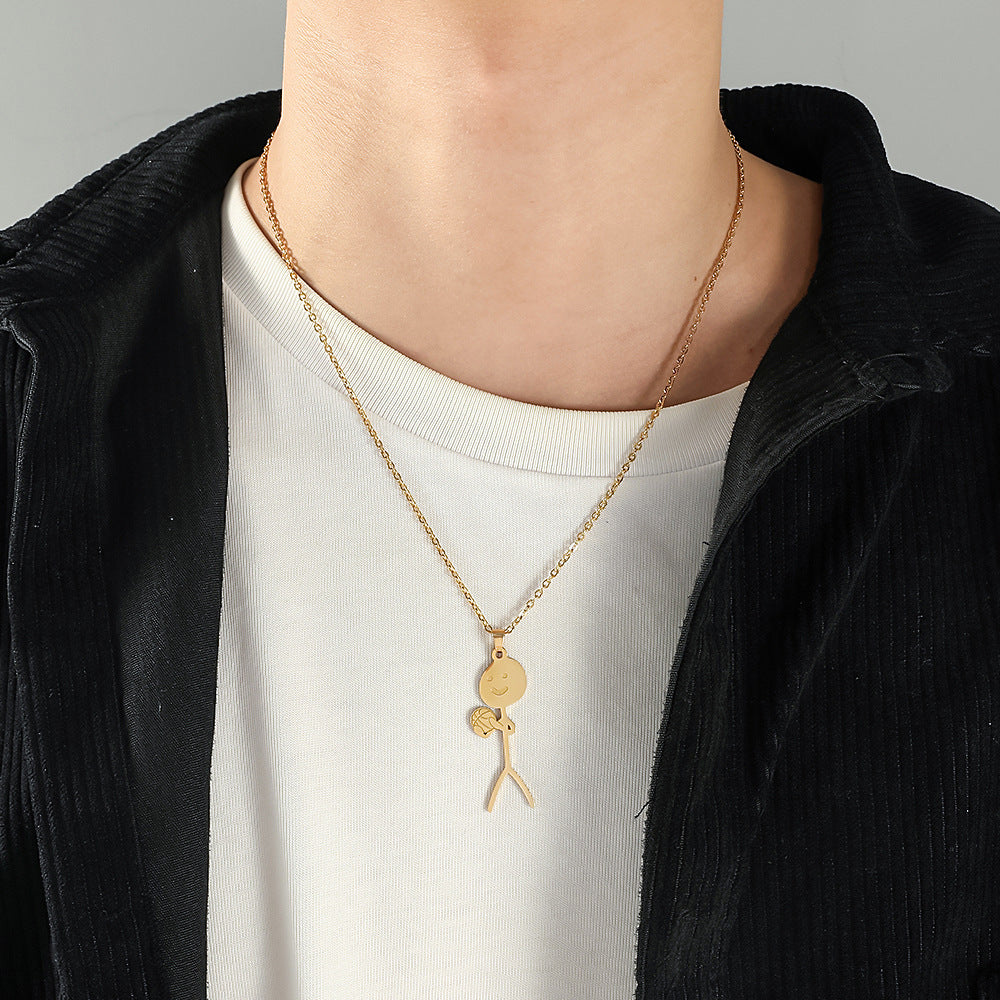 Funny Design Sense Basketball Little Man Necklace – Jewelry Gift Ideas — 1