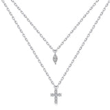 S925 Sterling Silver Diamond Cross Necklace – Jewelry Gift Ideas — 4