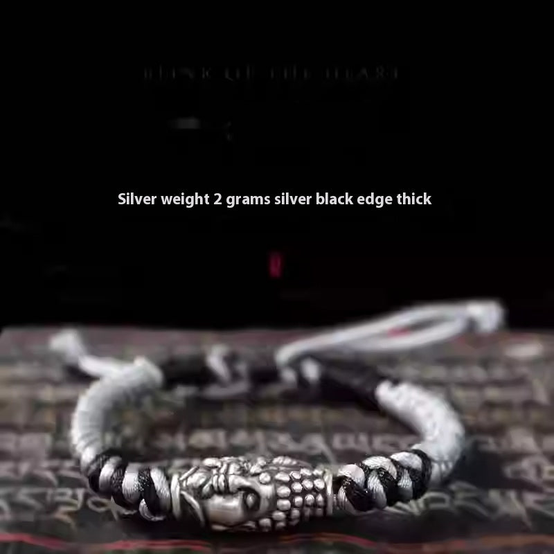 Sterling Silver Braided Red Rope Bracelet Men's – Jewelry Gift Ideas — 1