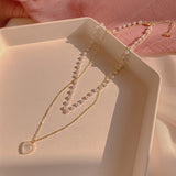 Women's Pearl Double-layer Opal Heart Necklace – Jewelry Gift Ideas — 7