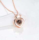 Women's Silver Heart Crown Projection Necklace – Jewelry Gift Ideas — 5