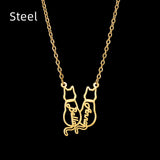 Titanium Cute Kitten Monogrammed Necklace – Jewelry Gift Ideas — 12