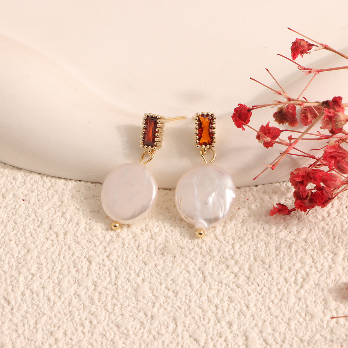 French Vintage Pearl Earrings Baroque Irregular – Surprise Gifts — 1