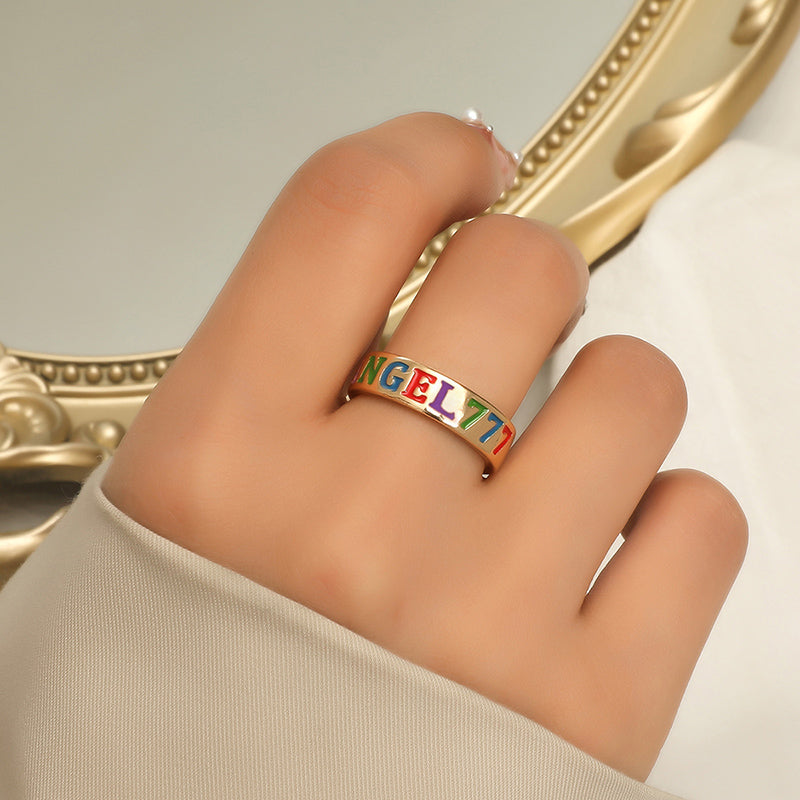 Enamel Colorful Angel Number 444 777 Ring – Meaningful Gifts — 1