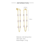 Sterling Silver Curved Tassel Pearl Chain Earrings – Birthday Gifts — 4