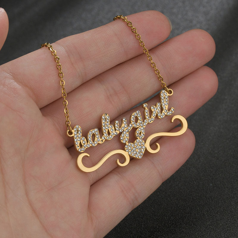 Stainless Steel Diamond Name Pendant – Jewelry Gift Ideas — 1
