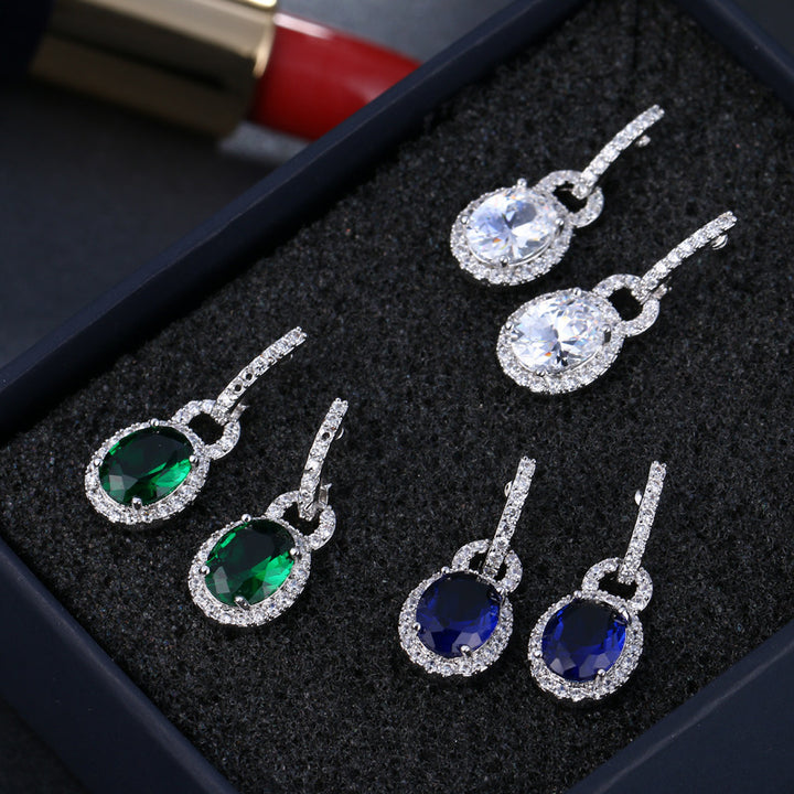 Luxury Women's Emerald Zircon Stud Earrings – Gifts for Her — 1