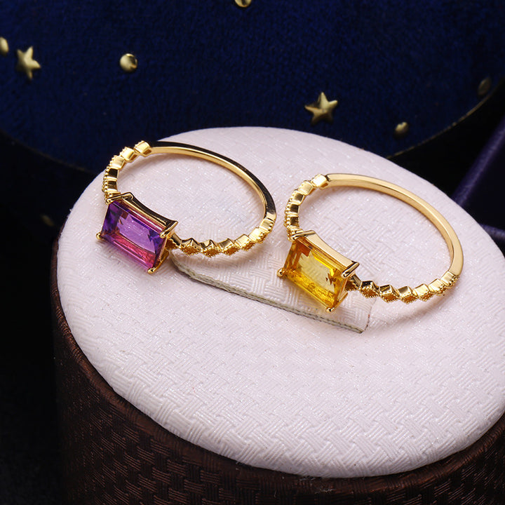 Amethyst Topaz Princess Square Ring – Holiday Gift Ideas — 1