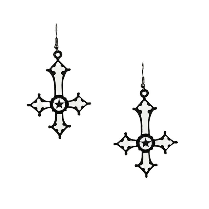 Euramerican Dark Gothic Inverted Cross Earrings – Thoughtful Gifts — 1
