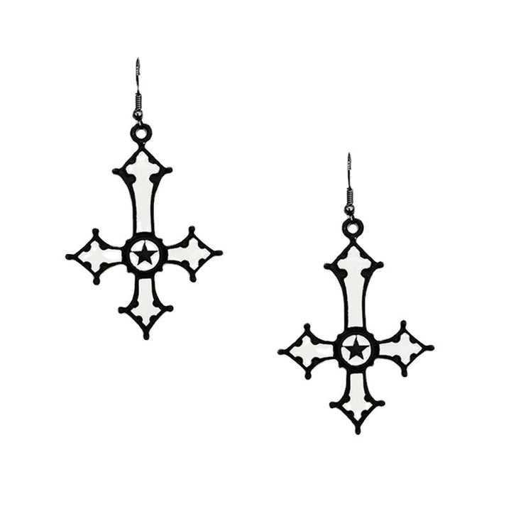 Euramerican Dark Gothic Inverted Cross Earrings – Thoughtful Gifts — 1