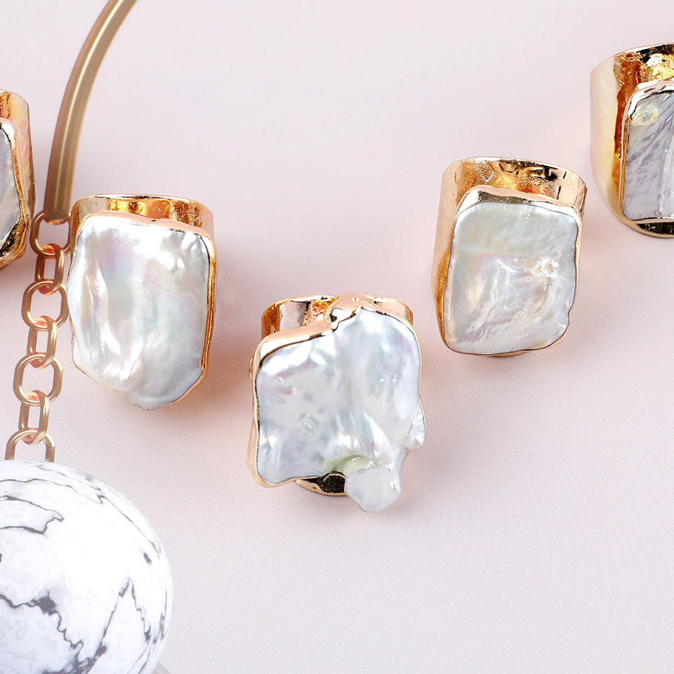 Sell Ring Irregular Pearl Ring Baroque Style Ring Gilt – Stylish Gifts — 1