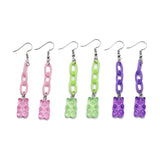 Tricolor Resin Bear Pendant Tassel Earrings – Jewelry Gift Ideas — 3