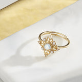 Vintage Openwork Pearl Ring Natural Moonstone – Thoughtful Gifts — 4