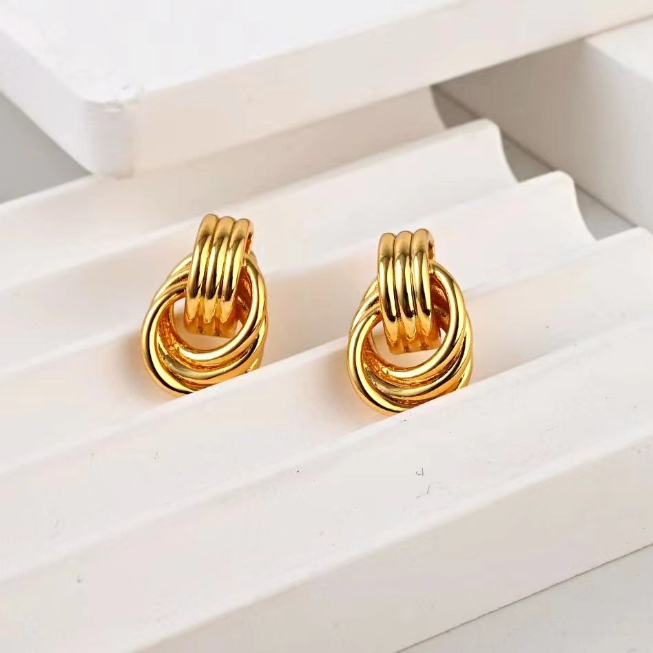 Simple Spiral Bends And Hitches Stud Earrings – Birthday Gifts — 1