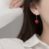 S925 Silver Needle Asymmetric Tassel Love Stud – Gifts for Couples — 5