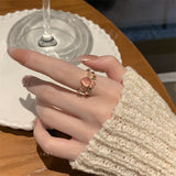 Maillard Style Vintage Amber Natural Stone Ring – Stylish Gifts — 12