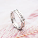 Flat Single Row Diamond Titanium Steel Ring – Small Gift Ideas — 3