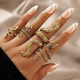 Snake Pattern Ring Punk 4-piece Ring Set – Useful Gifts — 8