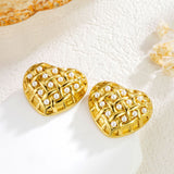 Woven Heart-shaped Pearl Stainless Steel Earrings – Practical Gifts — 5