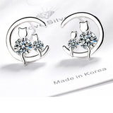 Women's Sweet Single Diamond Cat Ear Studs – Gifts for Her — 5