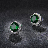 Round Sapphire Blue Red Stud Earrings AAA Zircon – Jewelry Gift Ideas — 12