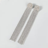 Alloy Diamond Rhinestone Long Tassel Earrings – Everyday Gifts — 8