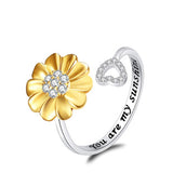 Gold And Silver Two-tone Sunflower Flower Ring – Meaningful Gifts — 3