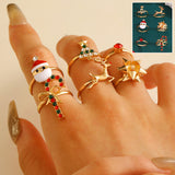 6pcs Santa Claus Christmas Tree Elk Rings Cute – Jewelry Gift Ideas — 1