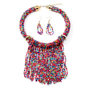 Ethnic Style Tassel Bead Necklace And Earrings Suite – Stylish Gifts — 8