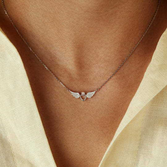 Silver Flying Wings Angel Wings Necklace – Jewelry Gift Ideas — 1