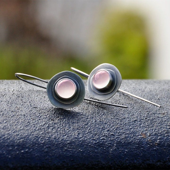 Creative Pink Moonstone Long Earrings Women's Elegant – Gifts for Her — 1