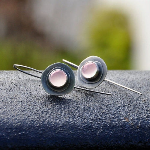 Creative Pink Moonstone Long Earrings Women's Elegant – Gifts for Her — 1