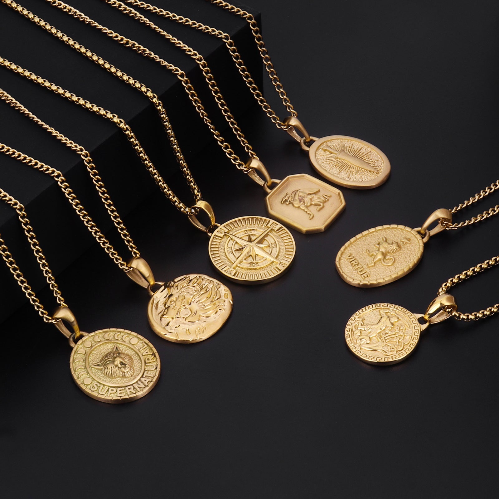 Stainless Steel Coin 18K Gold Plated Pendant – Jewelry Gift Ideas — 1