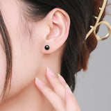 S925 Sterling Silver Black Agate Stud Earrings – Unique Gift Ideas — 3