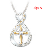 Cross Footprint Diamond Pendant Two Tone – Jewelry Gift Ideas — 7