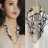 Magnetic Buckle Silk Women Scarf Pearl Necklace – Stylish Gifts — 4