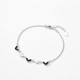 S925 Sterling Silver Black Epoxy Heart Bracelet – Jewelry Gift Ideas — 11