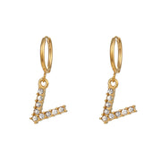 18K Gold Plated Micro Set Zircon Letter Earrings – Gifts for Her — 11