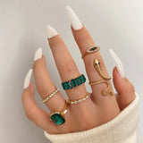Women's Fashion Geometric With Green Rhinestone Ring – Stylish Gifts — 1