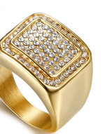 Rhinestone Square Ring Gold Color Stainless Steel – Meaningful Gifts — 2