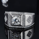 One Carat Row Diamond Moissanite 925 Silver Men's – Gifts for Him — 1