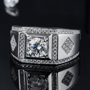 One Carat Row Diamond Moissanite 925 Silver Men's – Gifts for Him — 1