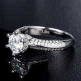 S925 Silver Ladies Middle Finger Six Prong Diamond Ring – Gift Ideas — 5