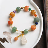 Natural Gold Filigree Jade Pumpkin Beads Bracelet – Jewelry Gift Ideas — 5